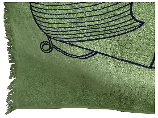 Hermès NEUF DRAP DE BAIN HERMES YACHTING THALASSA H104739M ALOES SERVIETTE TOWEL Kaki - vue 3