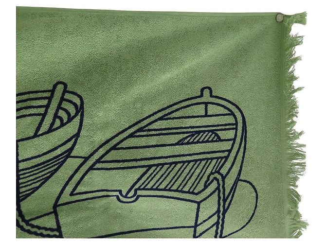 Hermès NEUF DRAP DE BAIN HERMES YACHTING THALASSA H104739M ALOES SERVIETTE TOWEL Kaki - vue 4
