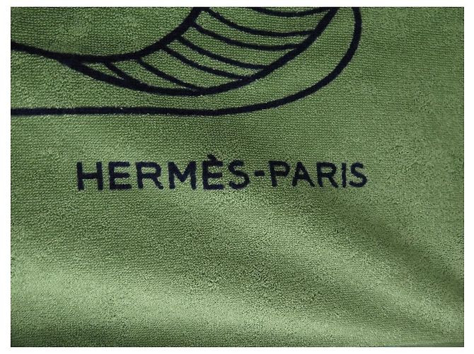 Hermès NEUF DRAP DE BAIN HERMES YACHTING THALASSA H104739M ALOES SERVIETTE TOWEL Kaki - vue 6