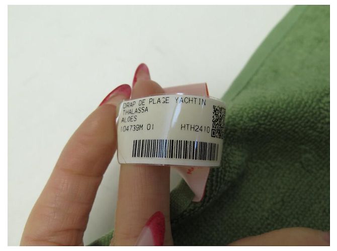 Hermès NEUF DRAP DE BAIN HERMES YACHTING THALASSA H104739M ALOES SERVIETTE TOWEL Kaki - vue 9