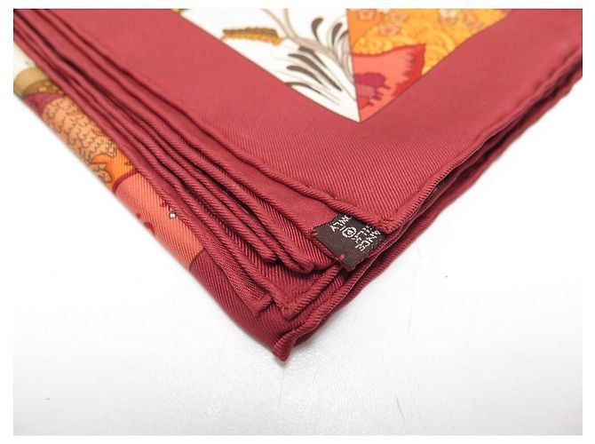 Hermès NUOVO SCIARPA HERMES TUTTO IN QUILT QUADRATO 90 IN SETA ROSSA SCIARPA CATY LATHAM Rosso - vista 11