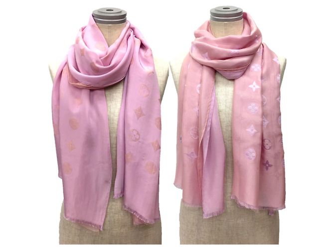 Chal de seda rosa Monogram Louis Vuitton - vista 2