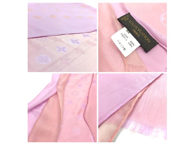 Chal de seda rosa Monogram Louis Vuitton - vista 3