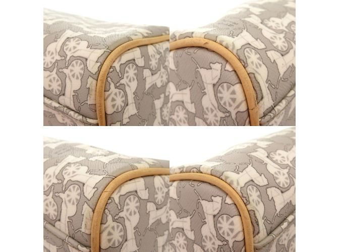 Céline Borsa a mano con motivo carrozza Sulky Celine Marrone Bianco Beige - vista 5