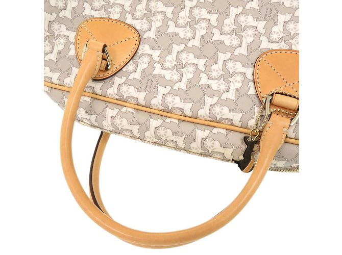 Céline Borsa a mano con motivo carrozza Sulky Celine Marrone Bianco Beige - vista 6