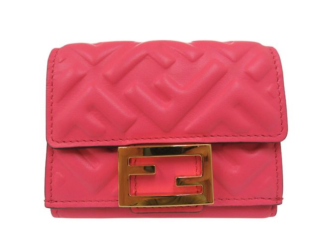 Carteira tri-fold Fendi Baguette Micro Zucca Rosa - vista 2