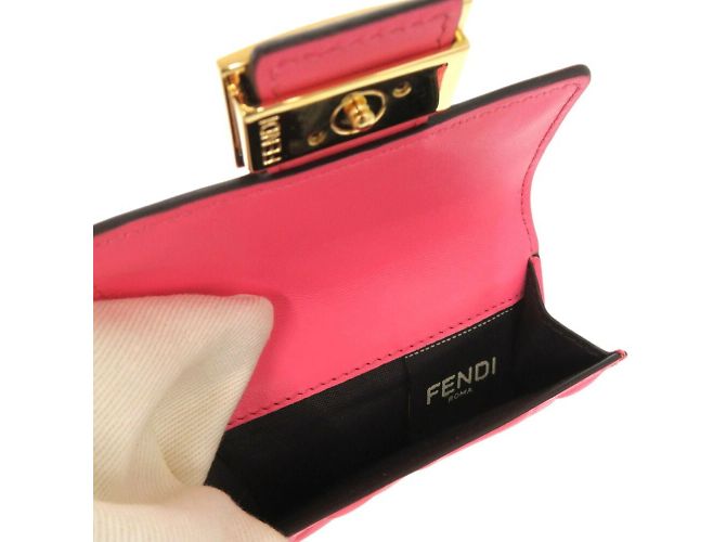 Carteira tri-fold Fendi Baguette Micro Zucca Rosa - vista 5
