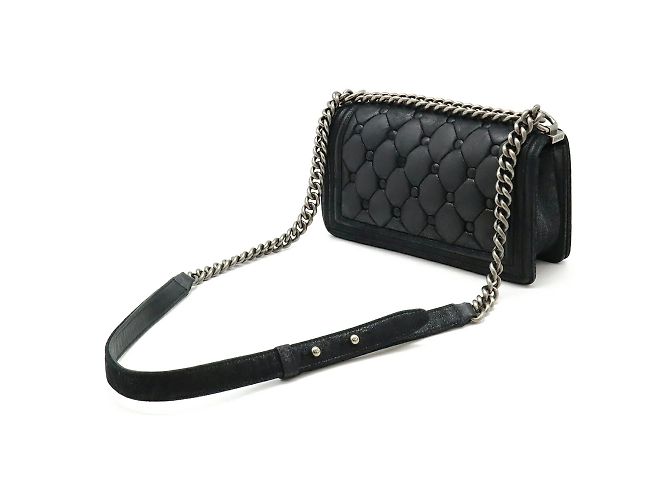 Borsa Chanel Boy Matelassé Coco Mark con catena Nero - vista 3