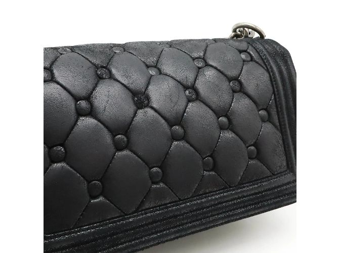 Borsa Chanel Boy Matelassé Coco Mark con catena Nero - vista 8