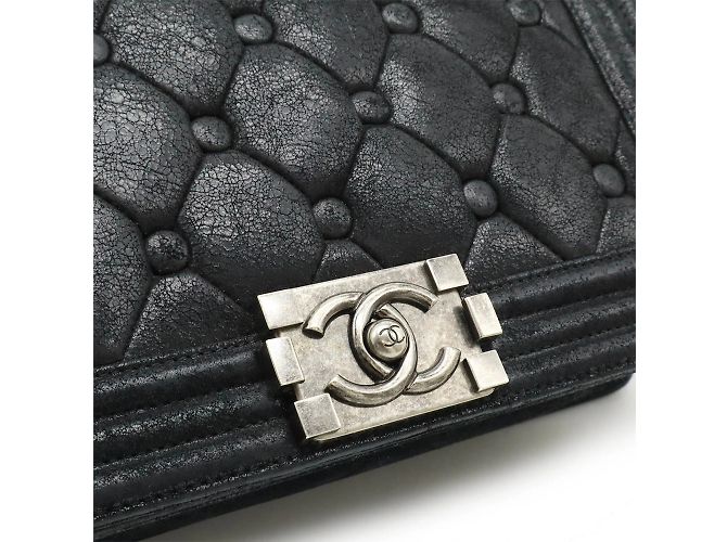 Borsa Chanel Boy Matelassé Coco Mark con catena Nero - vista 9