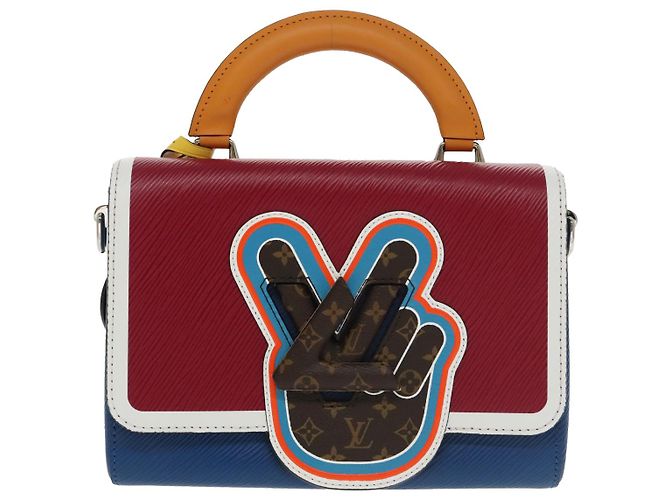 LOUIS VUITTON Epi Peace Love Twist MM Borsa a Mano Rossa Blu M52513 LV Auth 96510S Rosso - vista 13
