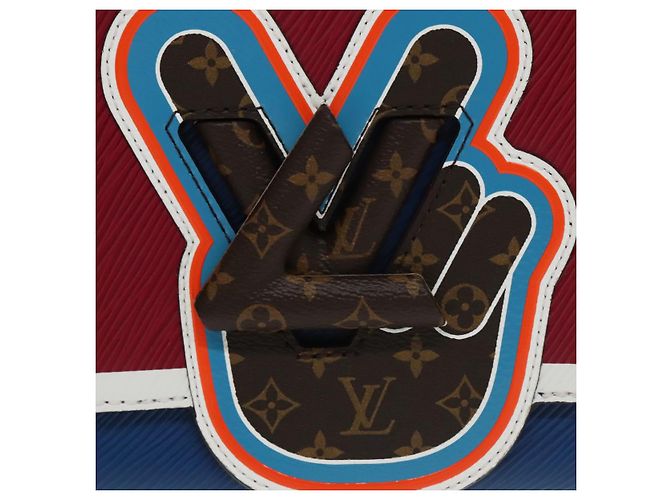 LOUIS VUITTON Epi Peace Love Twist MM Borsa a Mano Rossa Blu M52513 LV Auth 96510S Rosso - vista 20