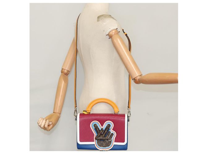 LOUIS VUITTON Epi Peace Love Twist MM Borsa a Mano Rossa Blu M52513 LV Auth 96510S Rosso - vista 38