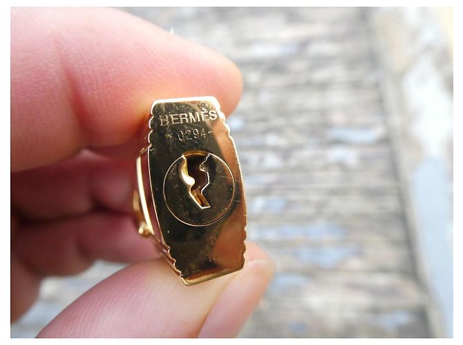 Catenaccio Hermès in acciaio dorato con due chiavi Gold hardware - vista 4