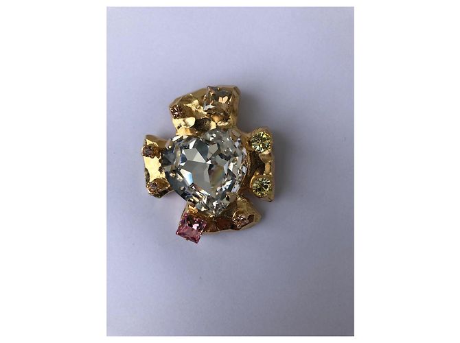 Spilla Pendente Christian Lacroix a Cuore Dorata Gold hardware - vista 3