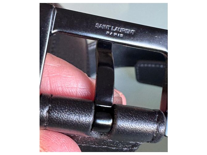 Cinturón Yves Saint Laurent Cassandre en piel negra Negro - vista 6