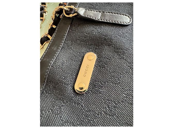 Borsa Tote Gucci Nera in Cotone con Catena Dorata Nero D'oro - vista 3
