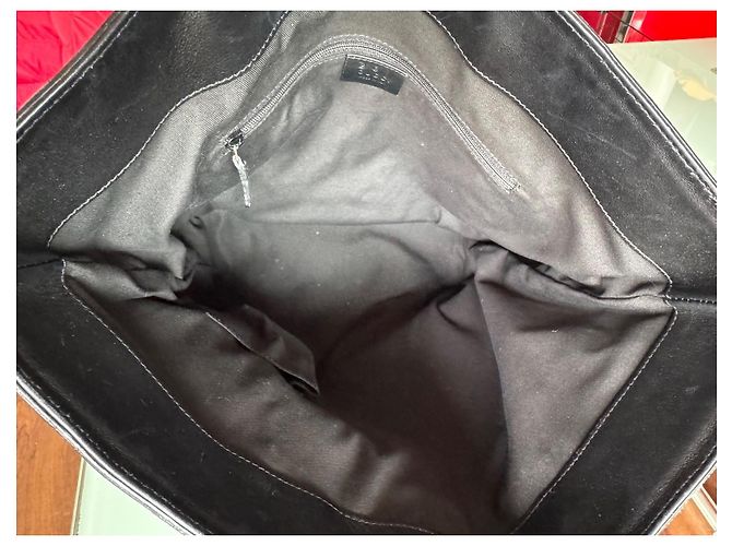 Borsa Tote Gucci Nera in Cotone con Catena Dorata Nero D'oro - vista 9
