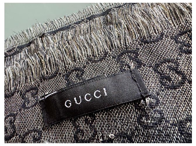 Sciarpa Gucci in seta grigio argento - vista 2