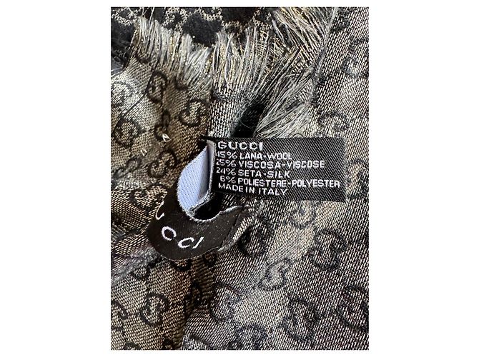 Sciarpa Gucci in seta grigio argento - vista 3