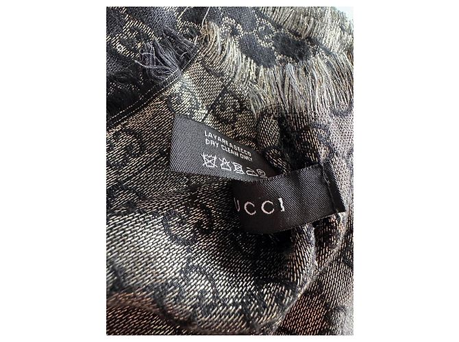 Sciarpa Gucci in seta grigio argento - vista 4