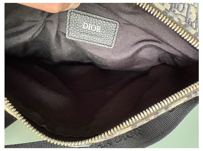 Borsa Christian Dior Saddle Oblique Jacquard Nero Beige - vista 11