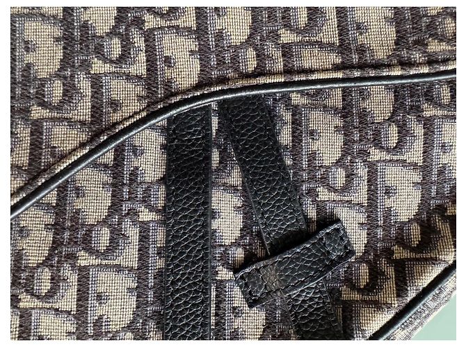 Borsa Christian Dior Saddle Oblique Jacquard Nero Beige - vista 3
