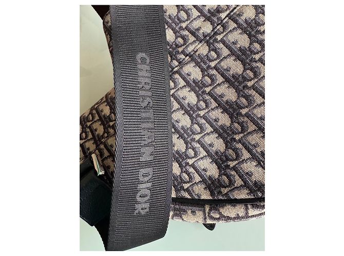Borsa Christian Dior Saddle Oblique Jacquard Nero Beige - vista 6