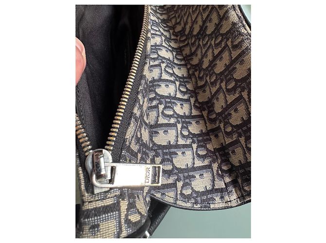 Borsa Christian Dior Saddle Oblique Jacquard Nero Beige - vista 7