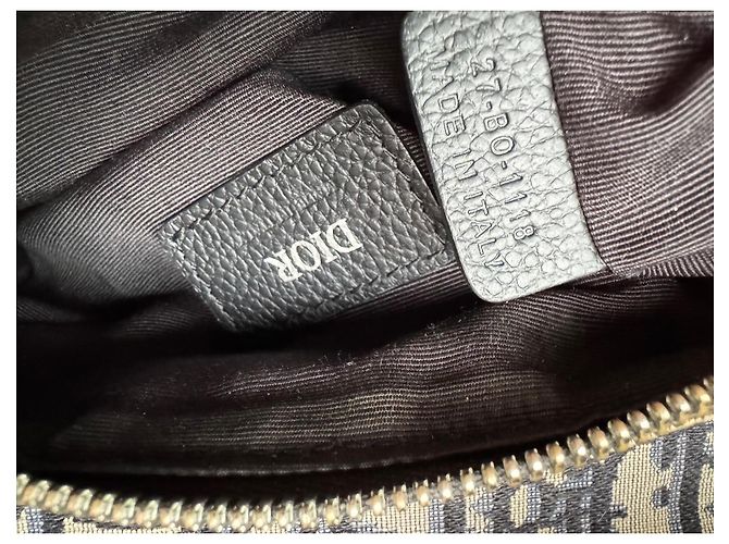 Borsa Christian Dior Saddle Oblique Jacquard Nero Beige - vista 9