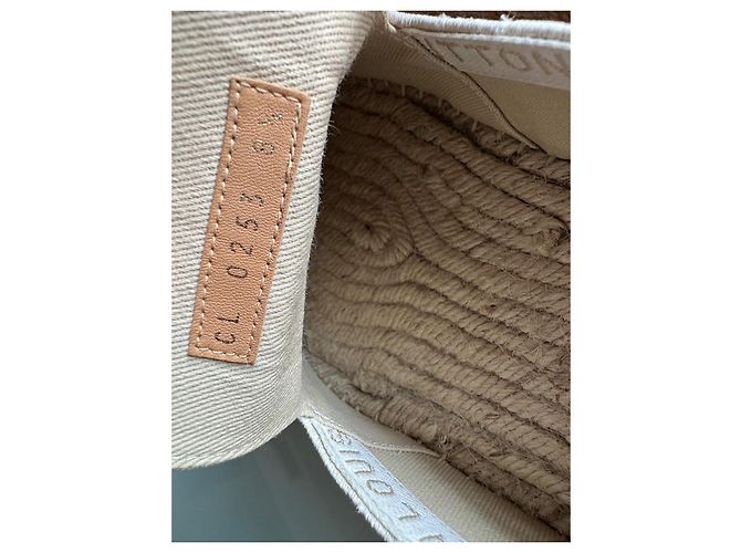 Espadrillas Louis Vuitton Beige Oro Grigio Cotone Pelliccia D'oro - vista 7