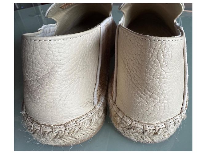 Espadrillas Louis Vuitton Beige Oro Grigio Cotone Pelliccia D'oro - vista 9