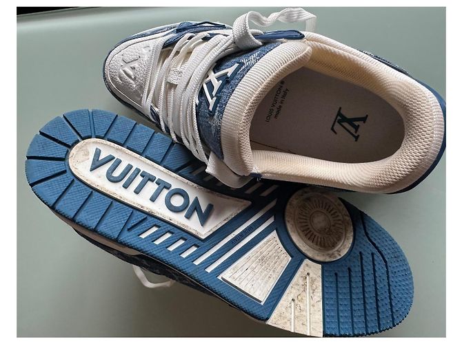 Louis Vuitton LV Trainer di Virgil Abloh Bianco Blu navy - vista 10