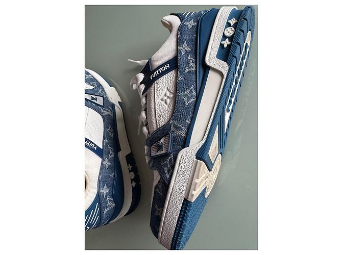 Louis Vuitton LV Trainer di Virgil Abloh Bianco Blu navy - vista 11