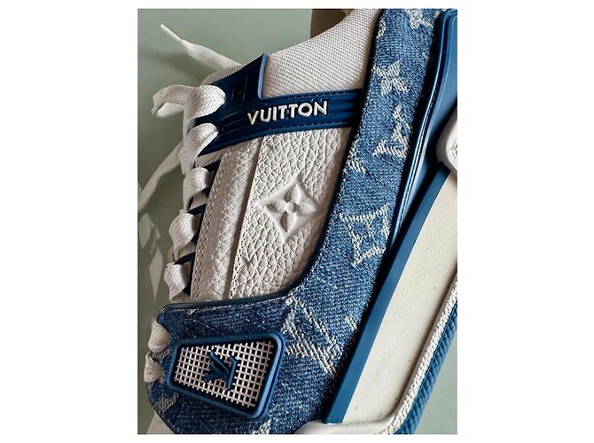 Louis Vuitton LV Trainer di Virgil Abloh Bianco Blu navy - vista 12