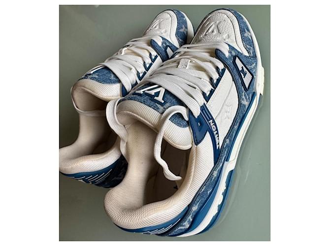 Louis Vuitton LV Trainer di Virgil Abloh Bianco Blu navy - vista 2