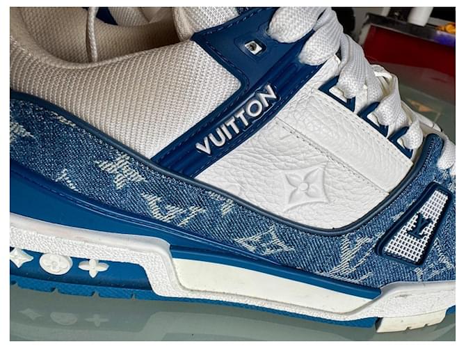 Louis Vuitton LV Trainer di Virgil Abloh Bianco Blu navy - vista 3