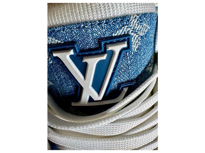 Louis Vuitton LV Trainer di Virgil Abloh Bianco Blu navy - vista 5