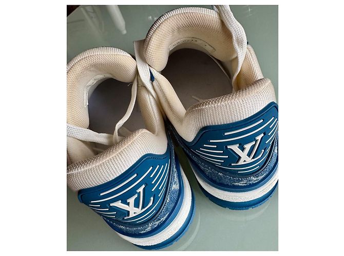 Louis Vuitton LV Trainer di Virgil Abloh Bianco Blu navy - vista 7