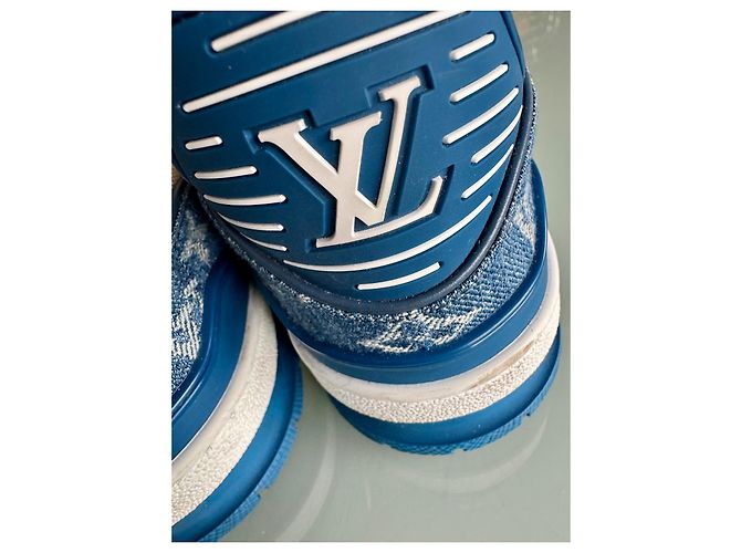 Louis Vuitton LV Trainer di Virgil Abloh Bianco Blu navy - vista 8