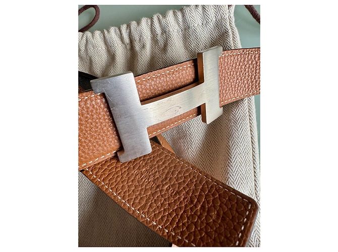 Hermès Reversible Belt Black and Light Brown Palladium Buckle Silvery - view 2