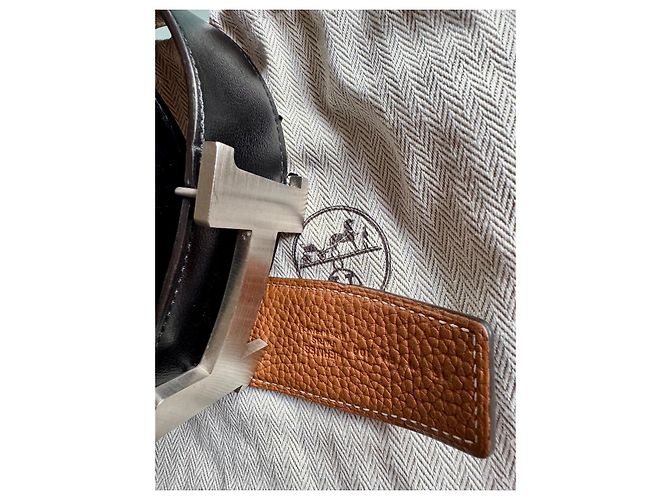 Hermès Reversible Belt Black and Light Brown Palladium Buckle Silvery - view 5
