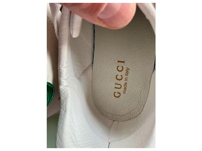 Gucci Ace Bestickte Sneaker Weiß Pelz - Ansicht 3