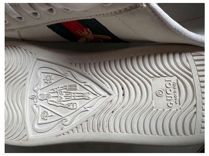 Gucci Ace Bestickte Sneaker Weiß Pelz - Ansicht 7