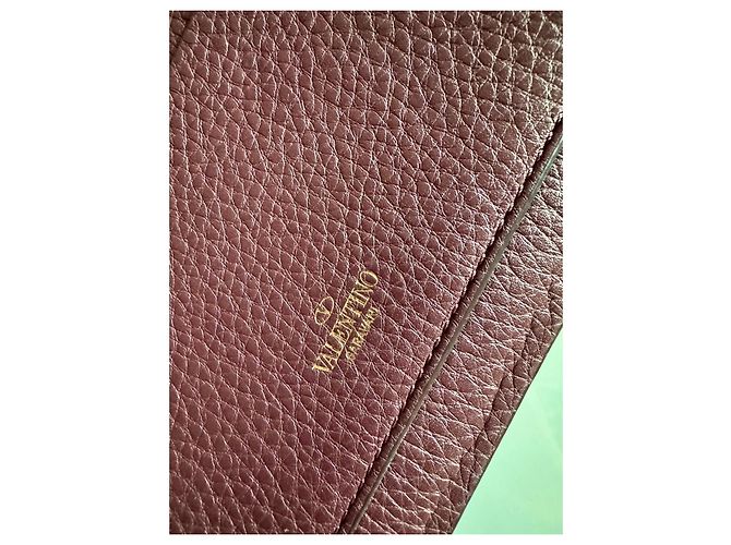 Borsa a mano Valentino Garavani Rockstud in Pelliccia Rosso Scuro Bordò - vista 5