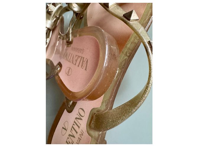 Sandali Valentino Garavani Rockstud bow rosa oro D'oro - vista 7