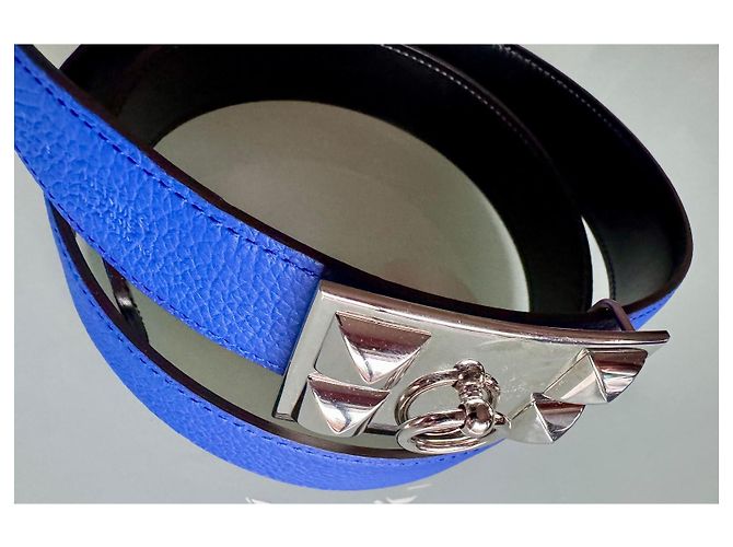 Hermès Collier de chien Gürtel Togo Leder marineblau - Ansicht 2