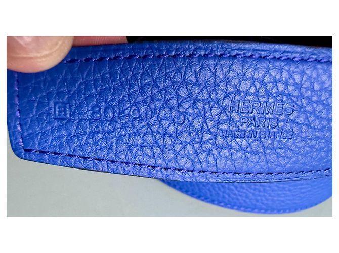Hermès Collier de chien Gürtel Togo Leder marineblau - Ansicht 3