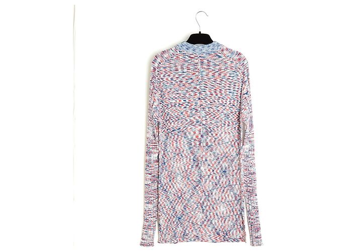 Céline 2014 Tricolor Pullover FR38 Phoebe Philo Baumwoll-Maxi-Pullover UK10 US8 Celine Weiß Rot Blau - Ansicht 4