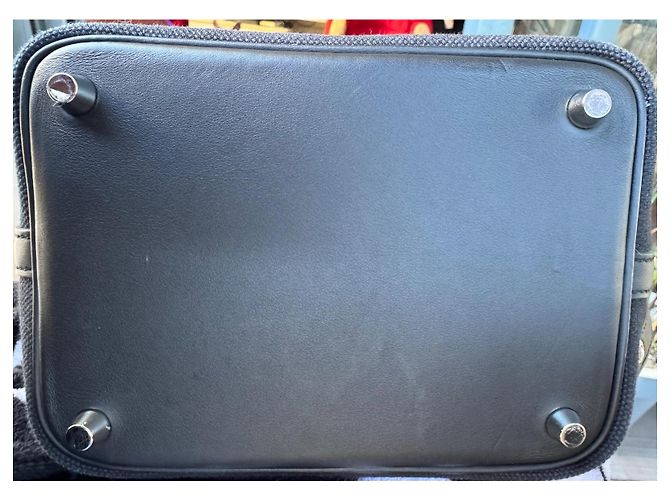 Borsa a mano Hermès Picotin Nera Cotone Pelliccia Nero - vista 10